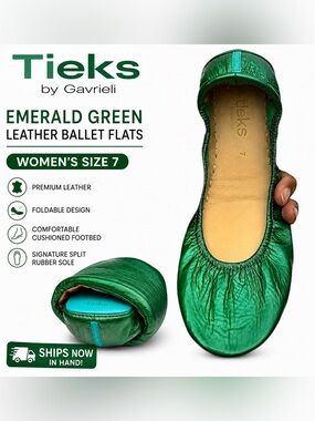 Tieks Emerald Green Leather Ballet Flats Women’s Size 7 by Gavrieli Shoes